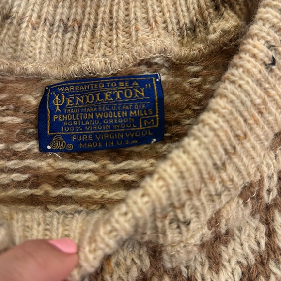 Vintage Pendleton Men’s 100% virgin wool made in the USA fisherman sweater sz. M - Picture 3 of 9
